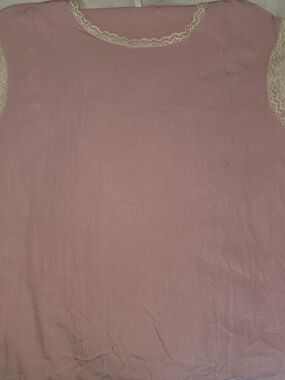 Soft Pink Lace-Trim Women’s Top